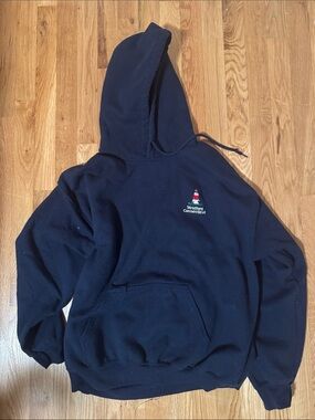 Black Hooded Sweater with Lighthouse Embroidery